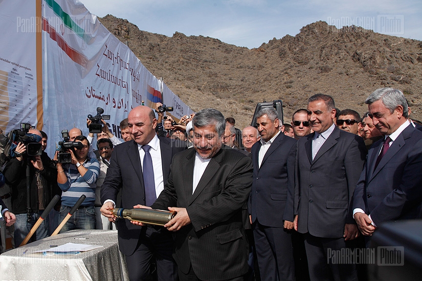 Laying of the foundation stone of the Armenian-Iranian hydroelectric plant in Meghri 