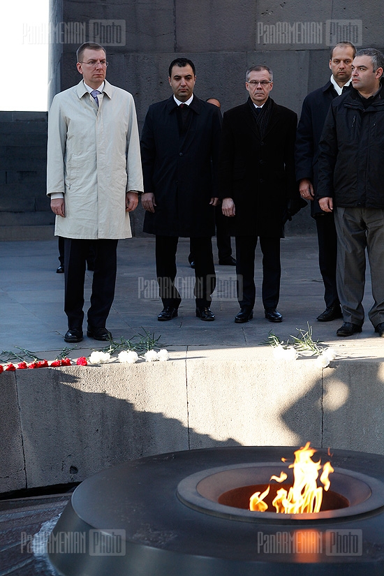 Foreign Minister of Latvia Edgar Rinkevich pays a visit to the memorial complex of Armenian Genocide Tsitsernakaberd