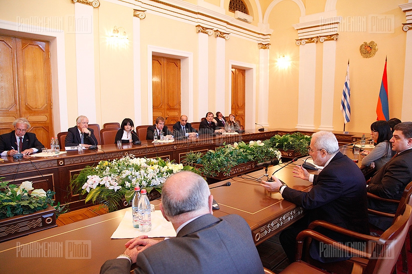 Delegation headed by the President of Uruguay's Chamber of Representatives Jorge Orrico meets with Armenian delegation in RA Parliament