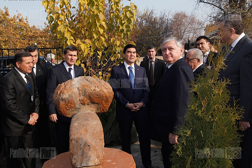 President of Turkmenistan Gurbanguly Berdimuhamedov visits a Turkmenistanian monument situated in Argavand