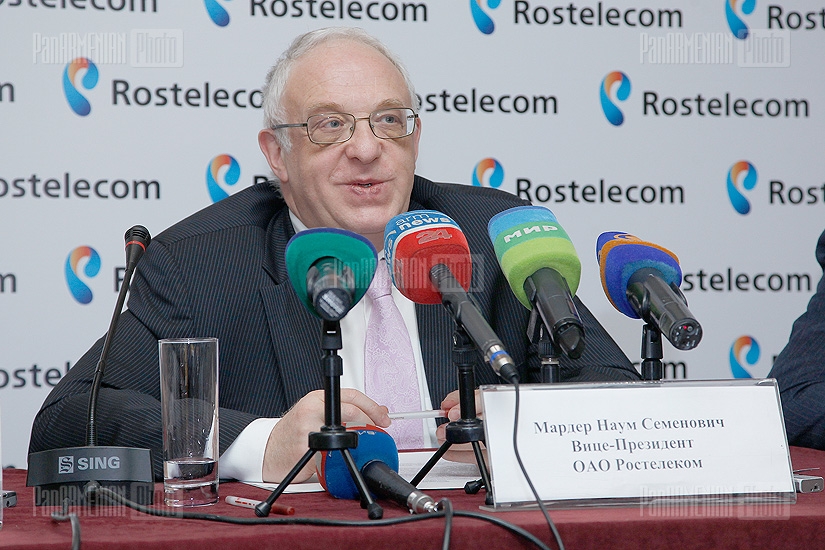 Representatives of Russian national operator Rostelecom hold a press conference 