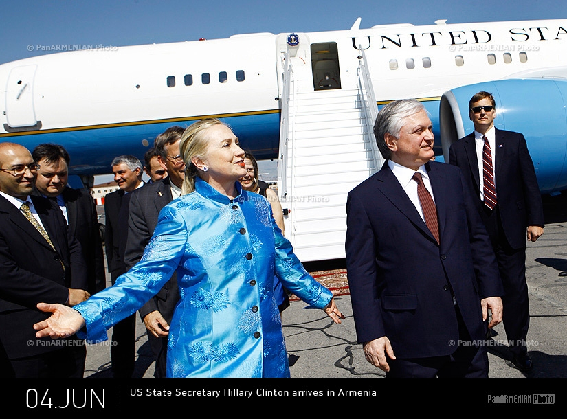 US State Secretary Hillary Clinton arrives in Armenia 