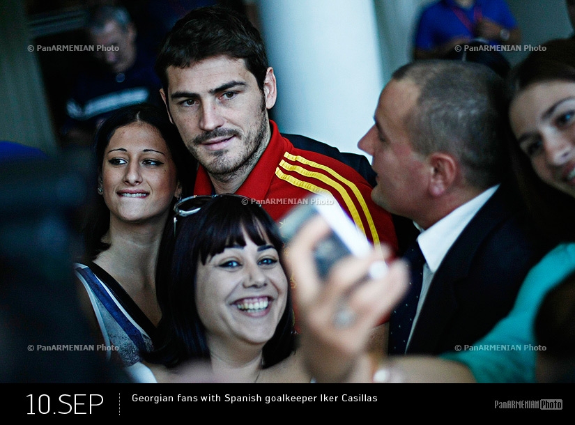 Georgian fans with Spanish goalkeeper Iker Casillas 