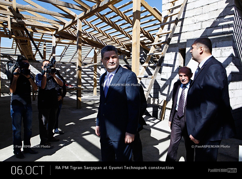 RA PM Tigran Sargsyan at Gyumri Technopark construction 