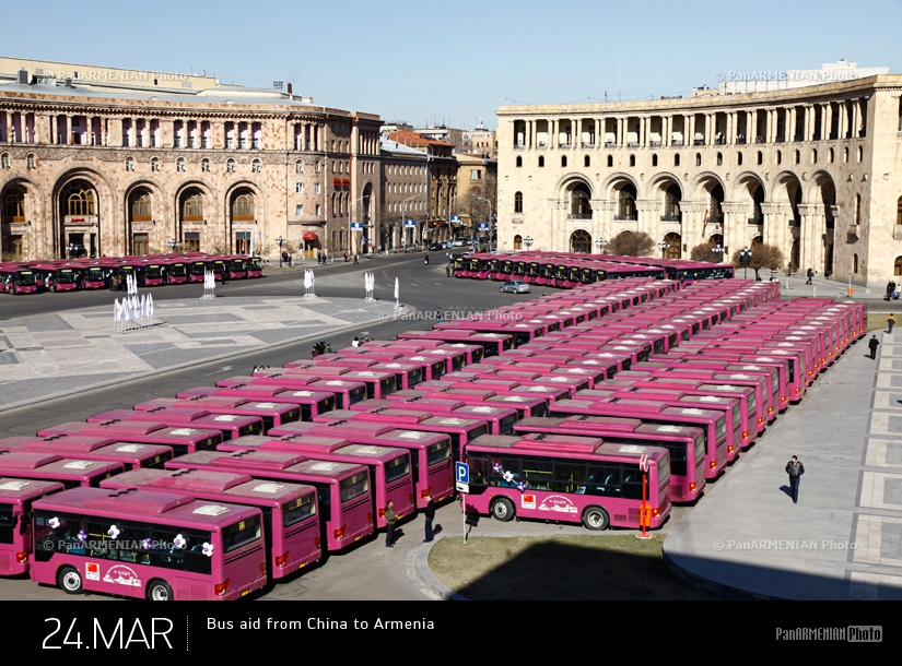 Подаренные Армении Китаем автобусы