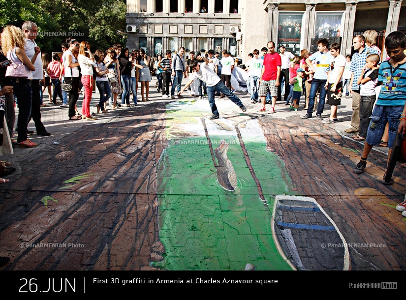 First 3D graffiti in Armenia at Charles Aznavour square 
