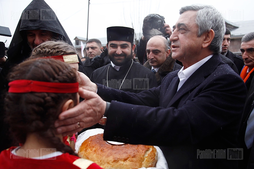 Presidential candidate Serzh Sargsyan visits  Movses village