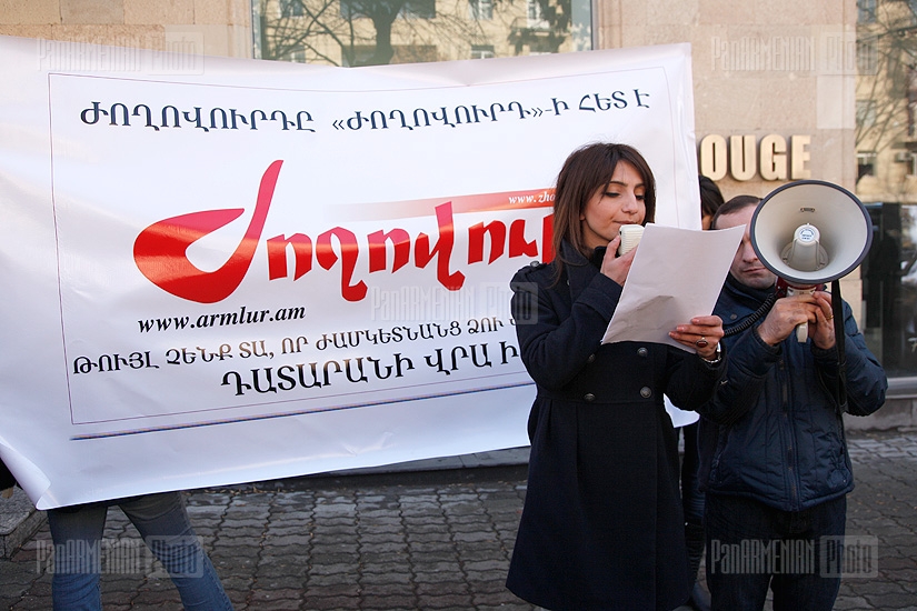 Protest in protection of Zhoghovurd daily and journalist A. Grigoryan's rights