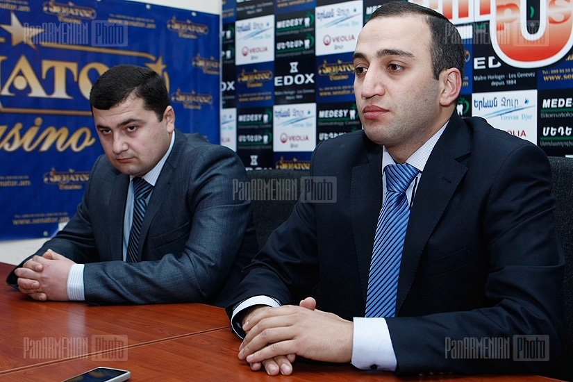 Press conference of the director of Young Diplomats’ Club NGO Serob Gevorgyan and the direcor of Nikol Aghbalian student union Gerasim Vardanyan