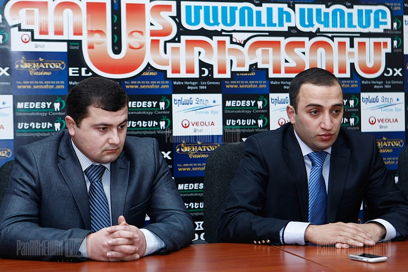 Press conference of the director of Young Diplomats’ Club NGO Serob Gevorgyan and the direcor of Nikol Aghbalian student union Gerasim Vardanyan