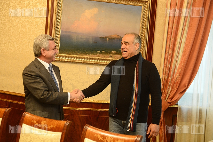 RA president Serzh Sargsyan receives RA presidential candidate Raffi Hovannisian in RA Presidential Residance