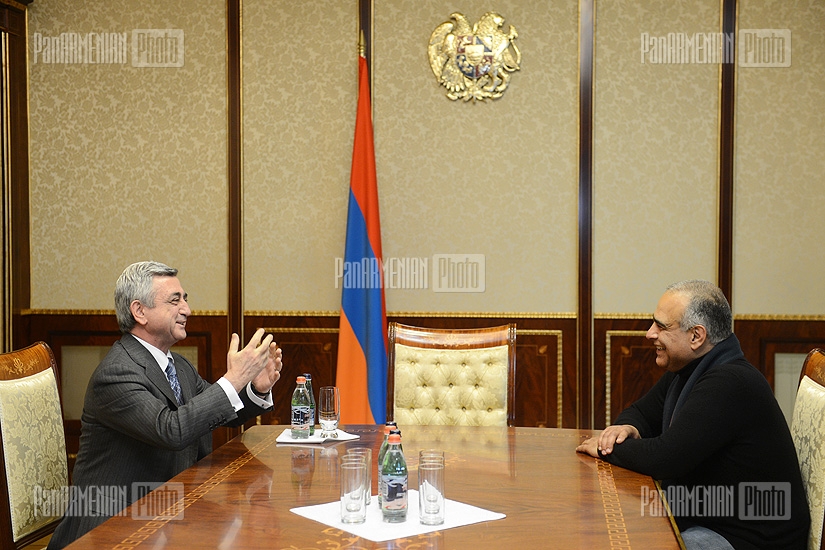 RA president Serzh Sargsyan receives RA presidential candidate Raffi Hovannisian in RA Presidential Residance