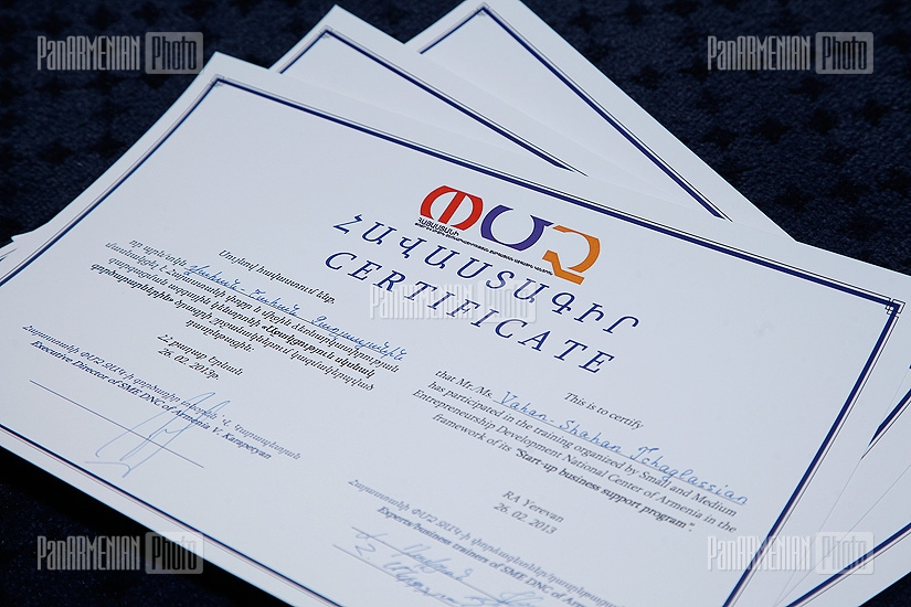 Presentation of certificates to Syrian Armenians in Armenia, the participants of  “Successful Start” course