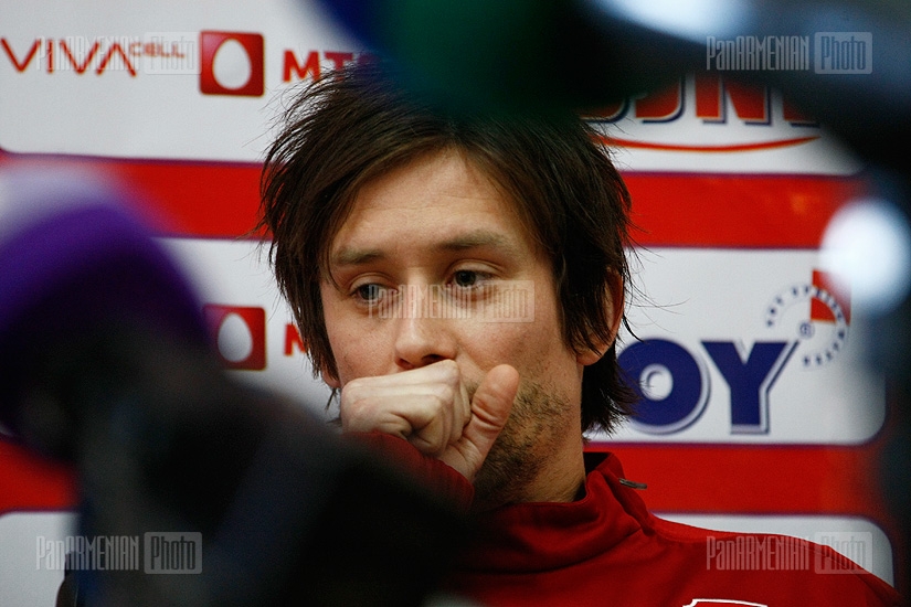 Press conference of Czech captain Tomas Rosicky and Michal Bilek, coach of the Czech Republic national football team