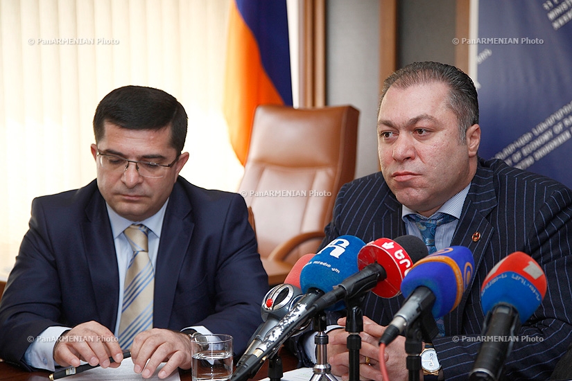 Press conference of Deputy Minister of Economy Tigran Harutyunyan and the president of World Armenian Jewelers Association (AJA) and the head of the Russian Jewelers Guild Gagik Gevorkian