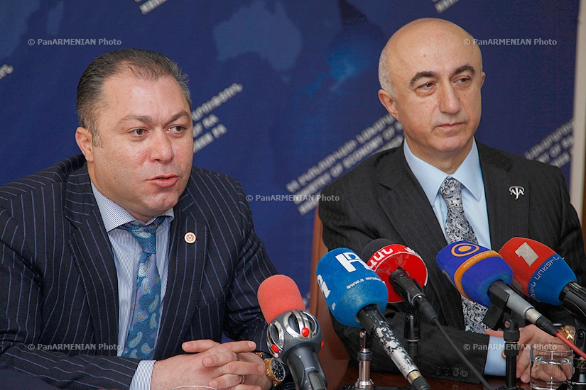 Press conference of Deputy Minister of Economy Tigran Harutyunyan and the president of World Armenian Jewelers Association (AJA) and the head of the Russian Jewelers Guild Gagik Gevorkian