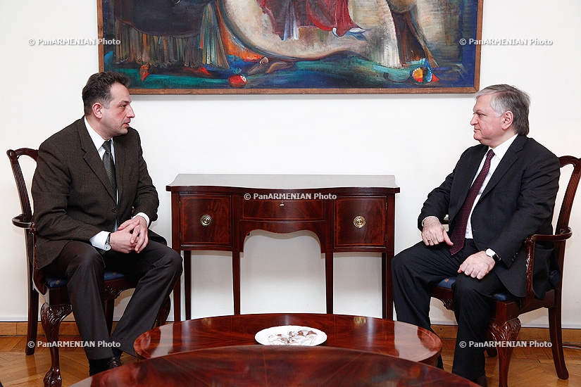 Armenian acting Foreign Minister Edward Nalbandyan receives  Deputy Foreign Minister of Ukraine Andrew Olefirov
