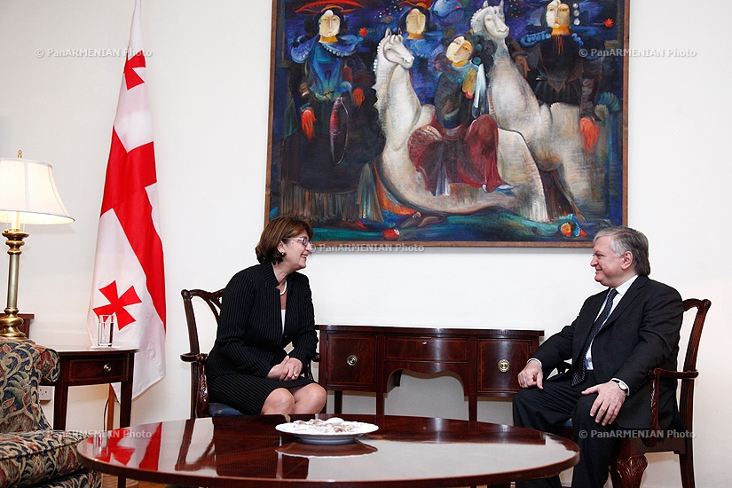 Armenian acting Foreign Minister Edward Nalbandyan receives Minister of Foreign Affairs of the Georgia Maia Panjikidze