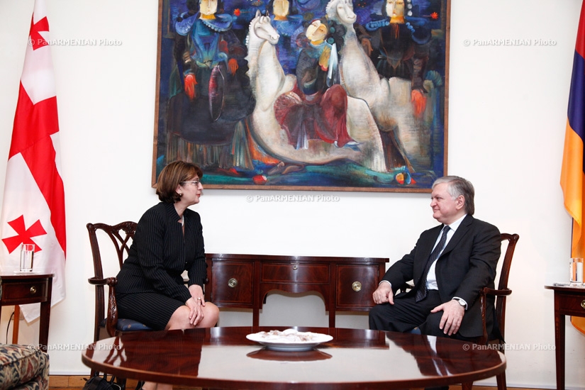 Armenian acting Foreign Minister Edward Nalbandyan receives Minister of Foreign Affairs of the Georgia Maia Panjikidze