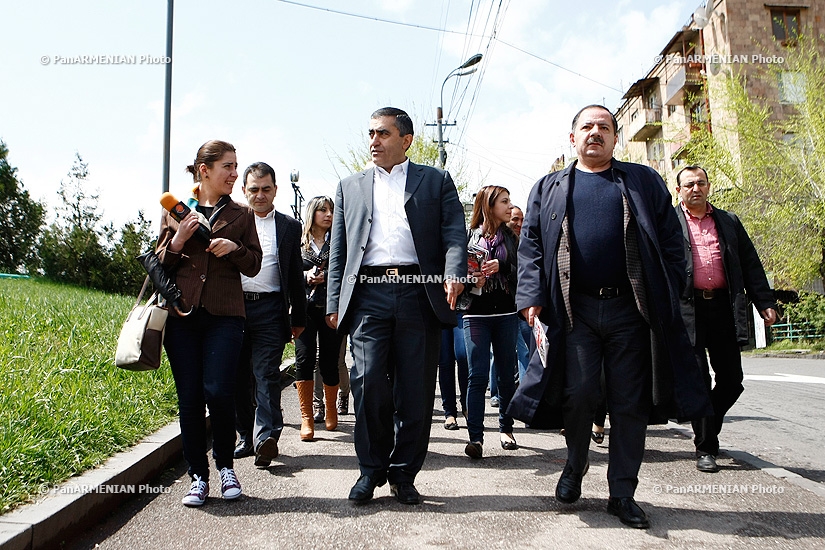 Armen Rustamyan, a ARFD party candidate in Yerevan’s Council of Elders elections took part in a march, organized in Nor Nork Administrative District