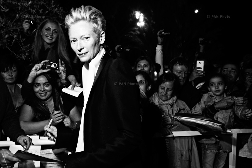 British actress Tilda Swinton came earlier to communicate with fans and media before the Festival’s Opening Night Dinner