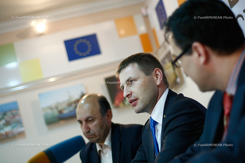 Estonia's Justice Minister Hanno Pekur gave a press conferene in EU center