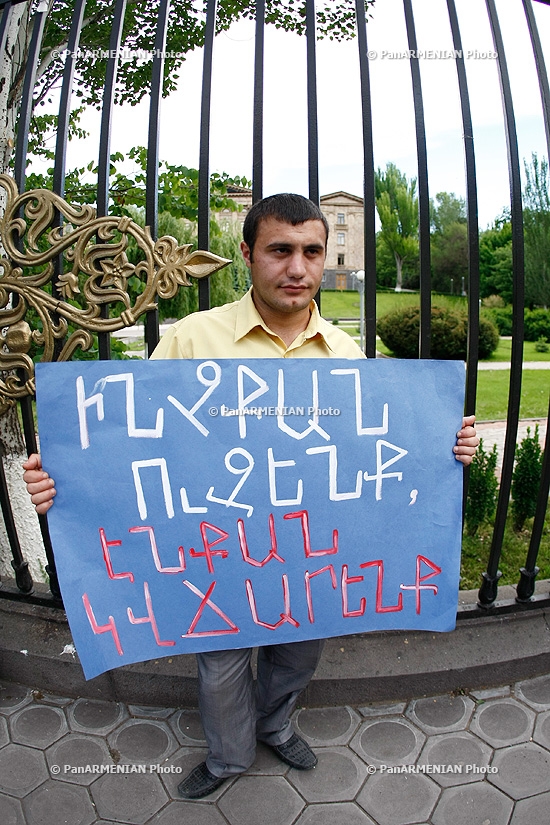 Protest against gas price hike in front of Armenian National Assembly