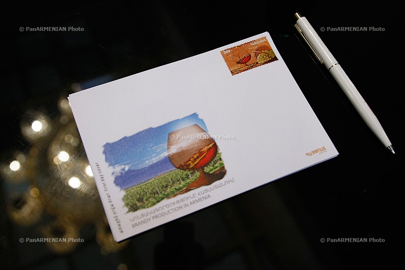 Brandy-making in Armenia stamp launch ceremony