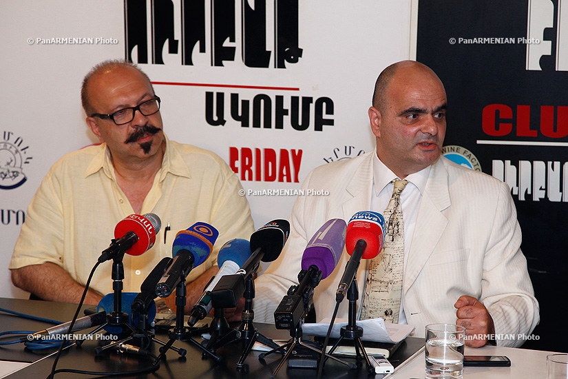 Press conference of Paruyr Hayrikyan's lawyer Levon Baghdasaryan and his friend Karo Yeghnukyan