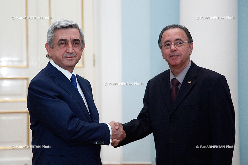 Newly appointed Ambassador of Brazil to Armenia Edson Marinho Duarte Monteiro presented his credentials to RA President Serzh Sargsyan