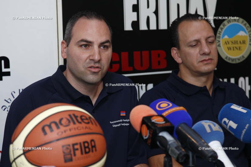 Press conference of Armenian basketball team members and head coach Carl Bardakian