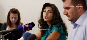 Press conference of Armenia Today website's editor Argishti Kiviryan and lawyer Lusine Sahakyan