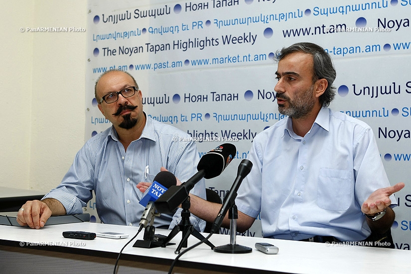 Press conference of Pre-Parliament's members Zhirayr Sefilian, Alek Yenigomshyan and Karo Yegnukyan