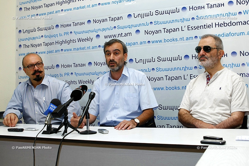 Пресс-конференция членов предпарламента Жирайра Сефиляна, Алека Енигомшяна и Каро Ехнукяна