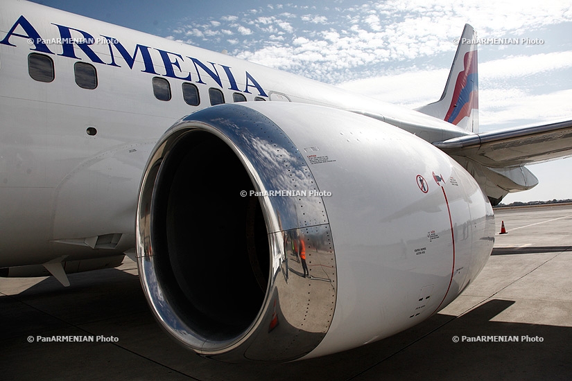 Landing and presentation of Boeing 737 aircraft of Air Armenia company