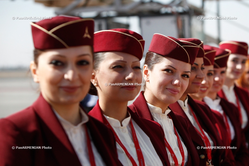 Landing and presentation of Boeing 737 aircraft of Air Armenia company