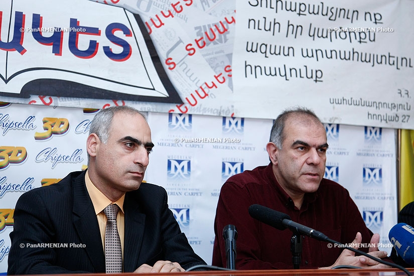 Press conference of Pre-Parliament's members Garegin Chookaszian  and Vardan Hakobyan