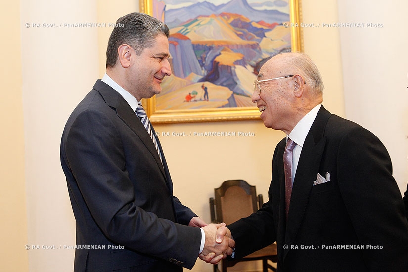 RA Govt. Prime minister Tigran Sargsyan receives Retired CEO of Hitachi Electronic Devices Group Tsugio Makimoto 
