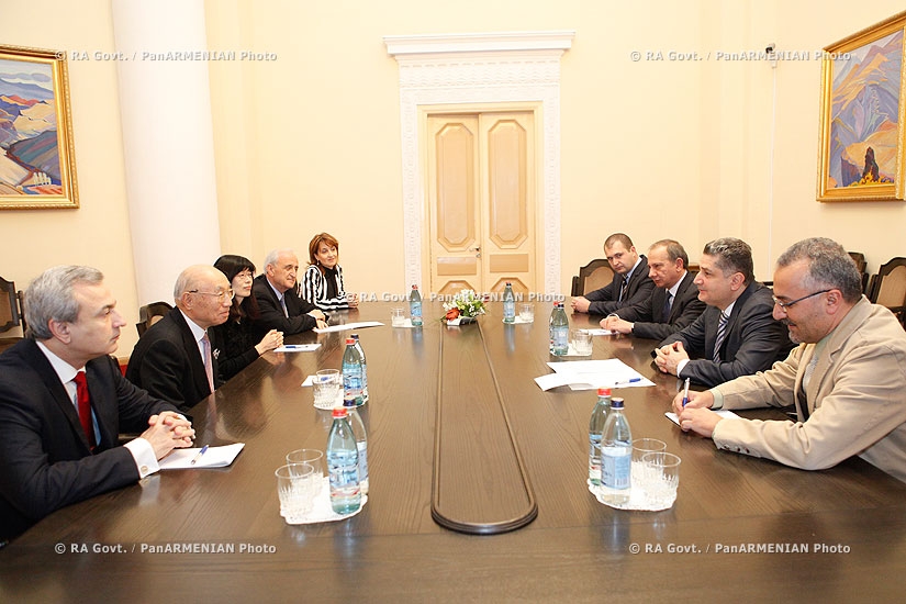 RA Govt. Prime minister Tigran Sargsyan receives Retired CEO of Hitachi Electronic Devices Group Tsugio Makimoto 