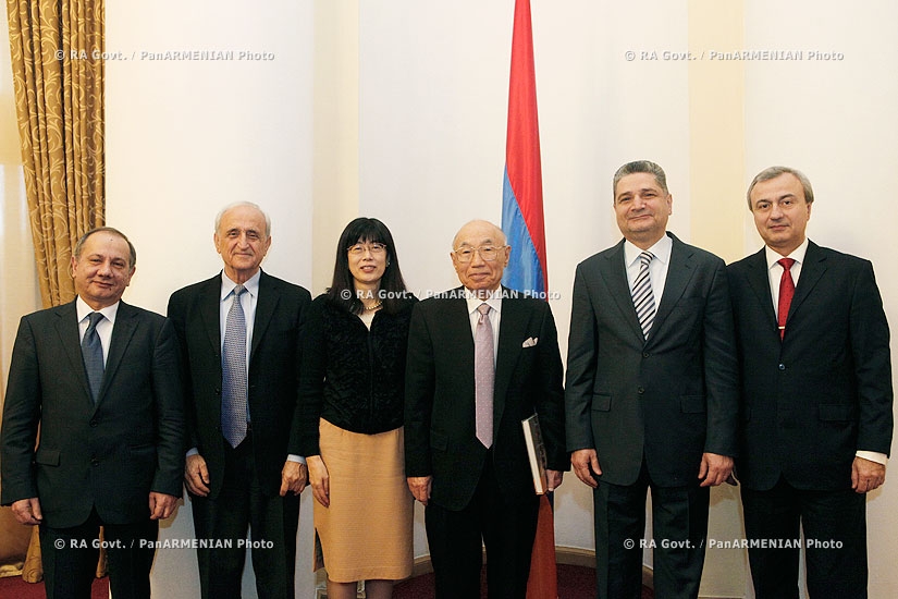 RA Govt. Prime minister Tigran Sargsyan receives Retired CEO of Hitachi Electronic Devices Group Tsugio Makimoto 