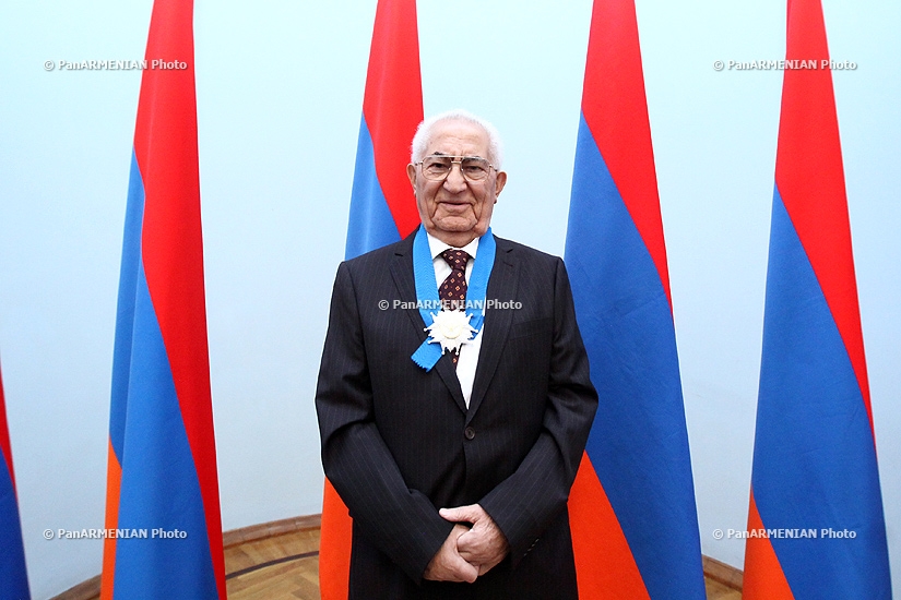 RA President Serzh Sargsyan  grants presidential awards to the chairman of Lake Sevan Issues Committee Vladimir Movsisyan
