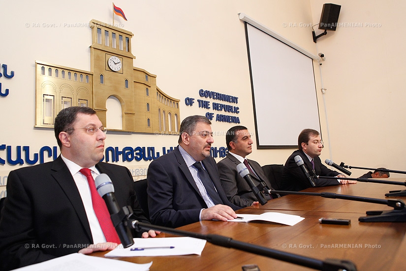 RA Govt. Joint press conference of Nerses Yeritsyan, Vache Gabrielyan, Artem Asatryan and David Sargsyan