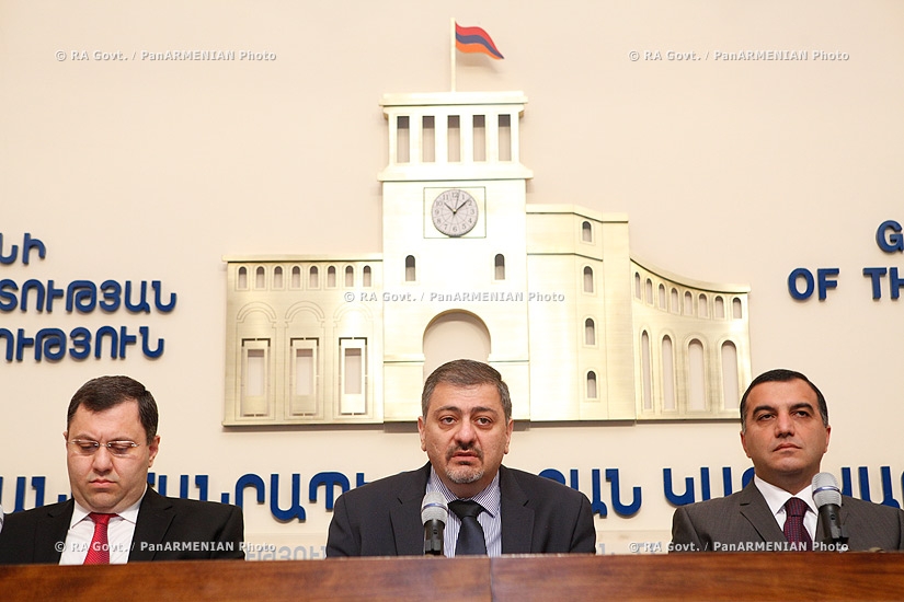RA Govt. Joint press conference of Nerses Yeritsyan, Vache Gabrielyan, Artem Asatryan and David Sargsyan