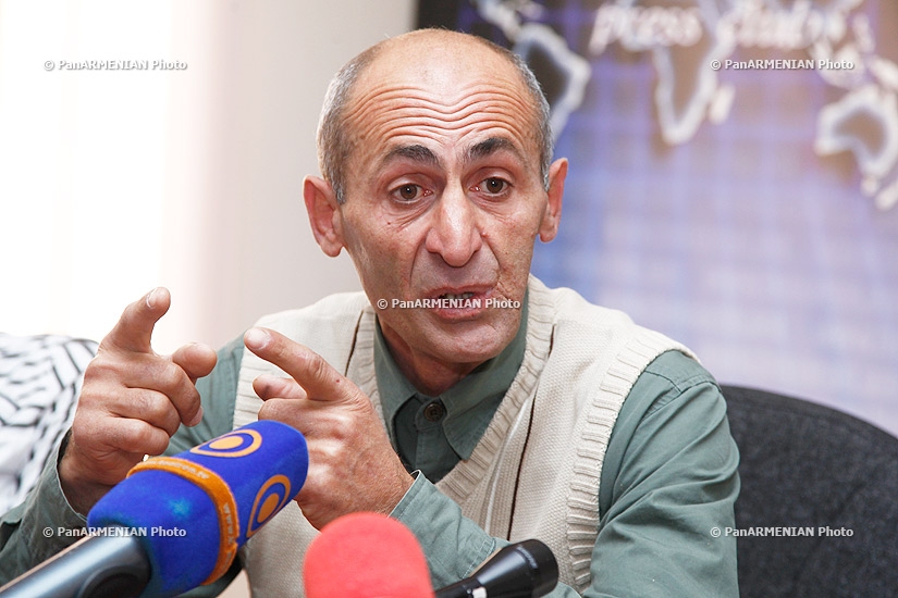 Press conference of Ashot Khudoyan, who went on sit-down strike, and his lawyer Seda Safaryan