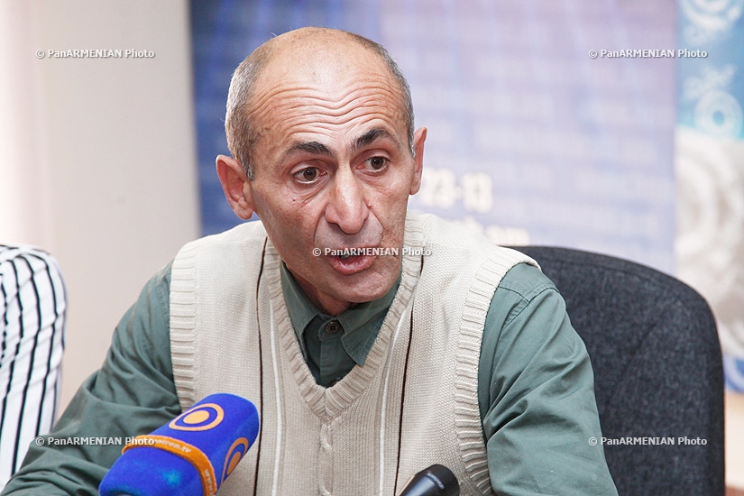 Press conference of Ashot Khudoyan, who went on sit-down strike, and his lawyer Seda Safaryan