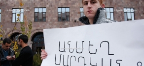 Акция протеста в защиту  гражданина Армении Гургена Гаспаряна