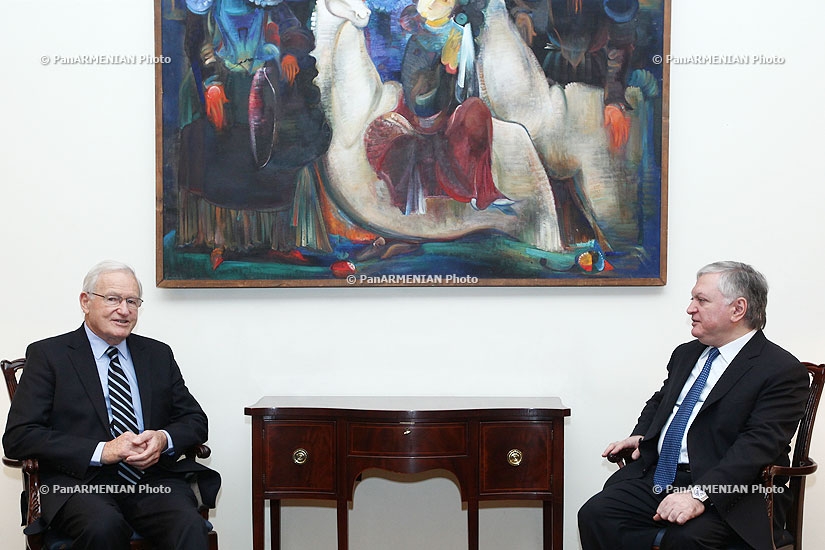 RA Minister of Foreign Affairs Edward Nalbandyan receives New Zealand's PM special delegate Jim Bolger
