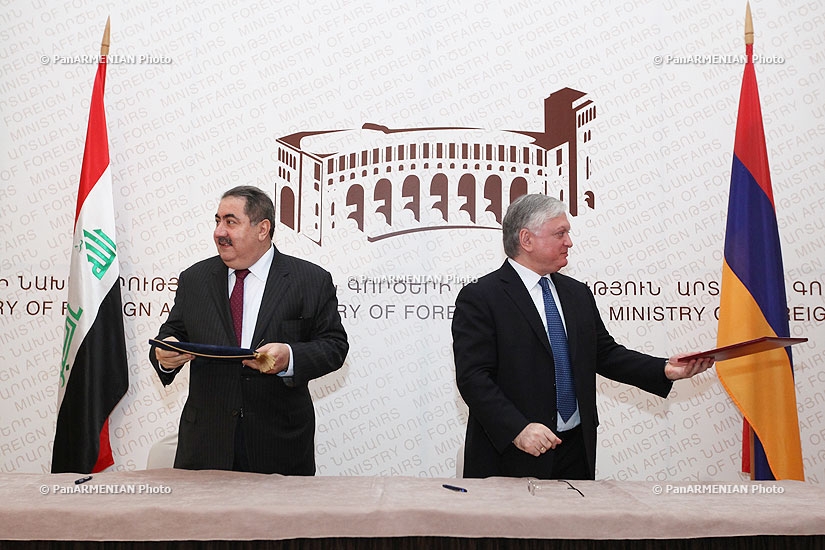Министр иностранных дел РА Эдвард Налбандян и Министр иностранных дел Ирака Хошияр Зебари подписали Меморандум о сотрудничестве