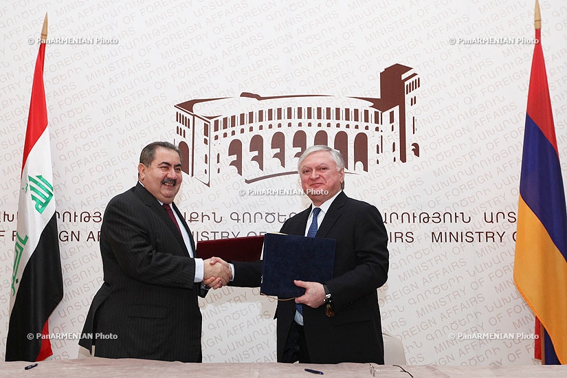 Министр иностранных дел РА Эдвард Налбандян и Министр иностранных дел Ирака Хошияр Зебари подписали Меморандум о сотрудничестве