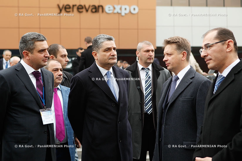 RA Govt. PM Tigran Sargsyan and  Russian Minister of Transport Maksim Sokolov attend the opeining of  Russian-Armenian interregional exhibition